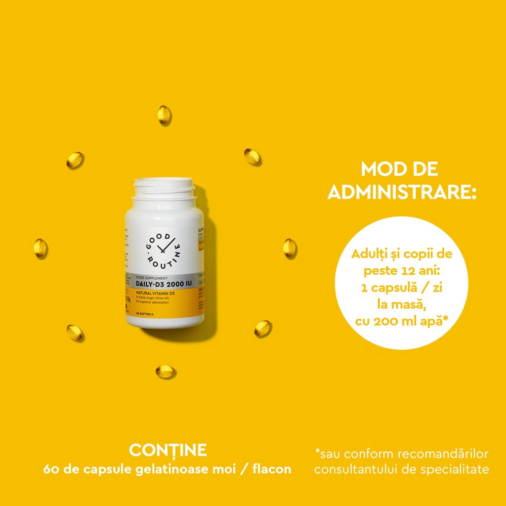 Daily D3 Good Routine, 2000 UI, 60 Capsule, Secom