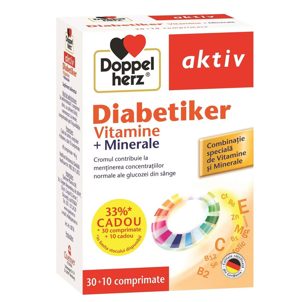 Diabetiker Vitamine + Minerale, 30 Comprimate + 10 Comprimate Gratis, Doppelherz