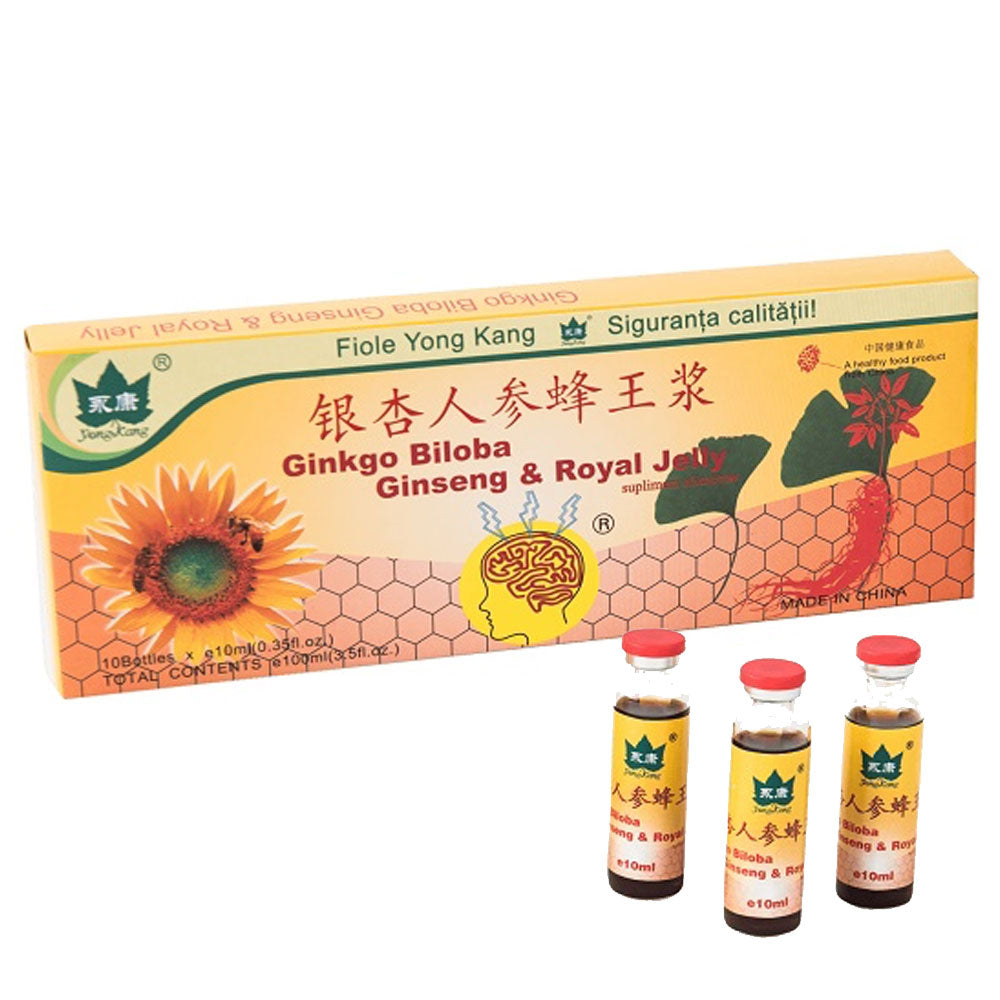 Fiole Ginkgo Biloba Ginseng si Royal Jelly, 10 Fiole Buvabile, Yongkang China