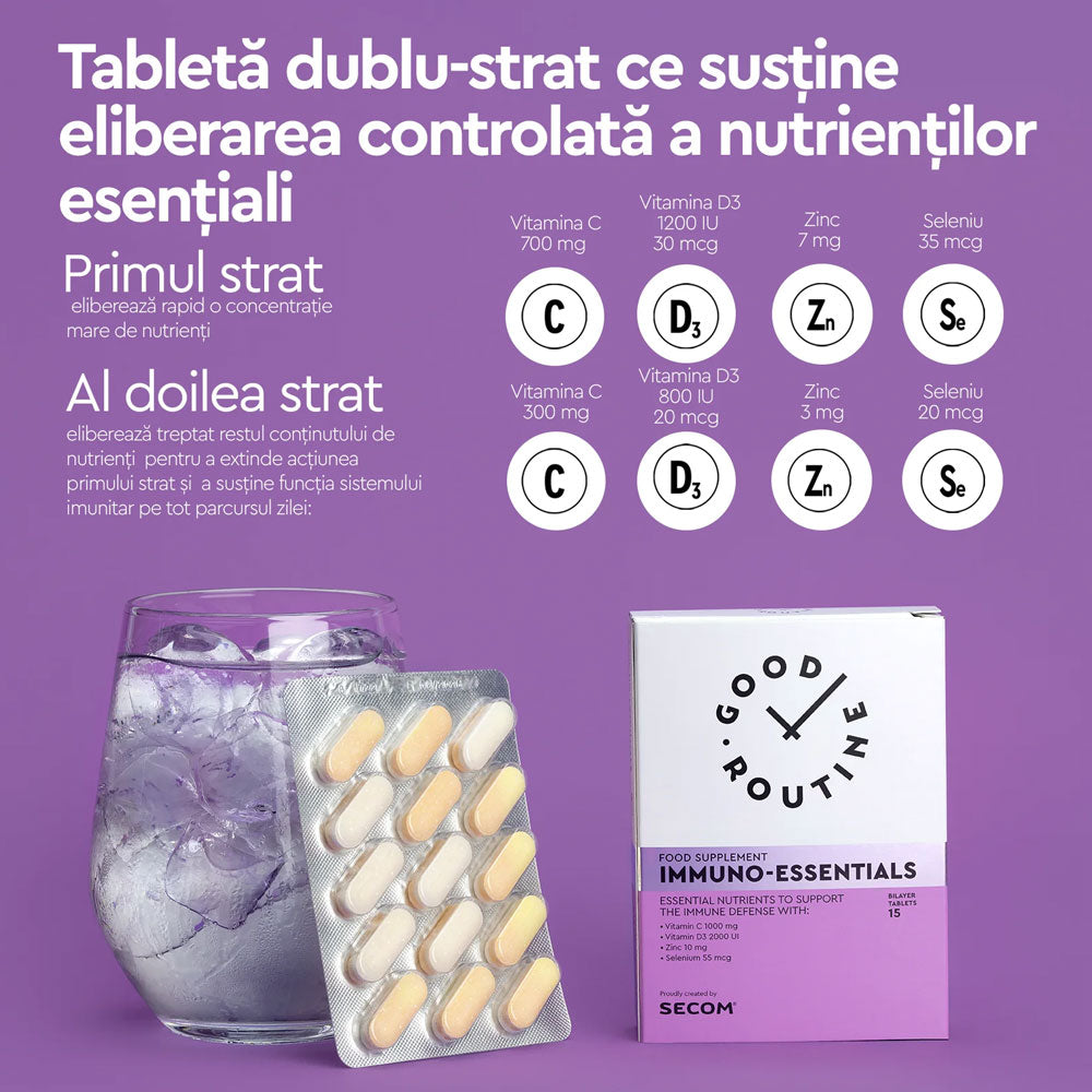 Immuno-Essentials Good Routine, 15 Comprimate Dublu-strat, Secom