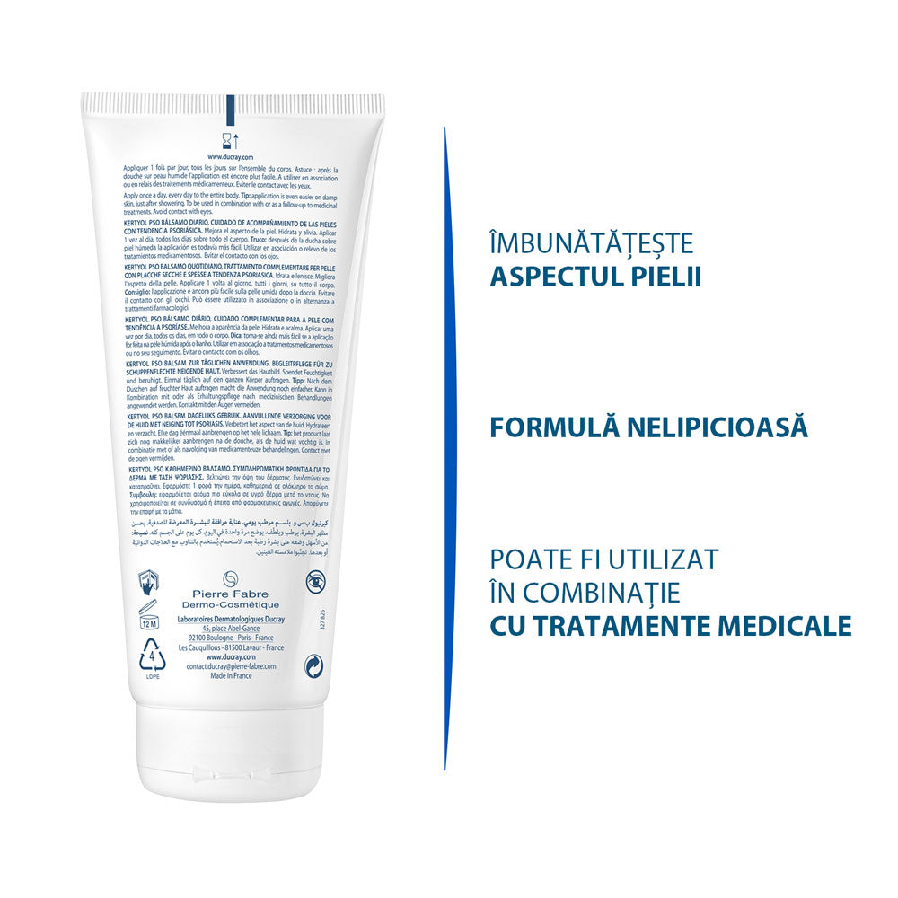 Balsam hidratant pentru piele cu scoame uscate si ingrosate Kertyol PSO, 200 ml, Ducray