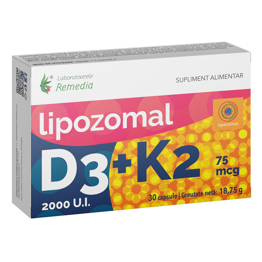 Lipozomal D3 2000 U.I. + K2 75mcg, 30 capsule, Remedia