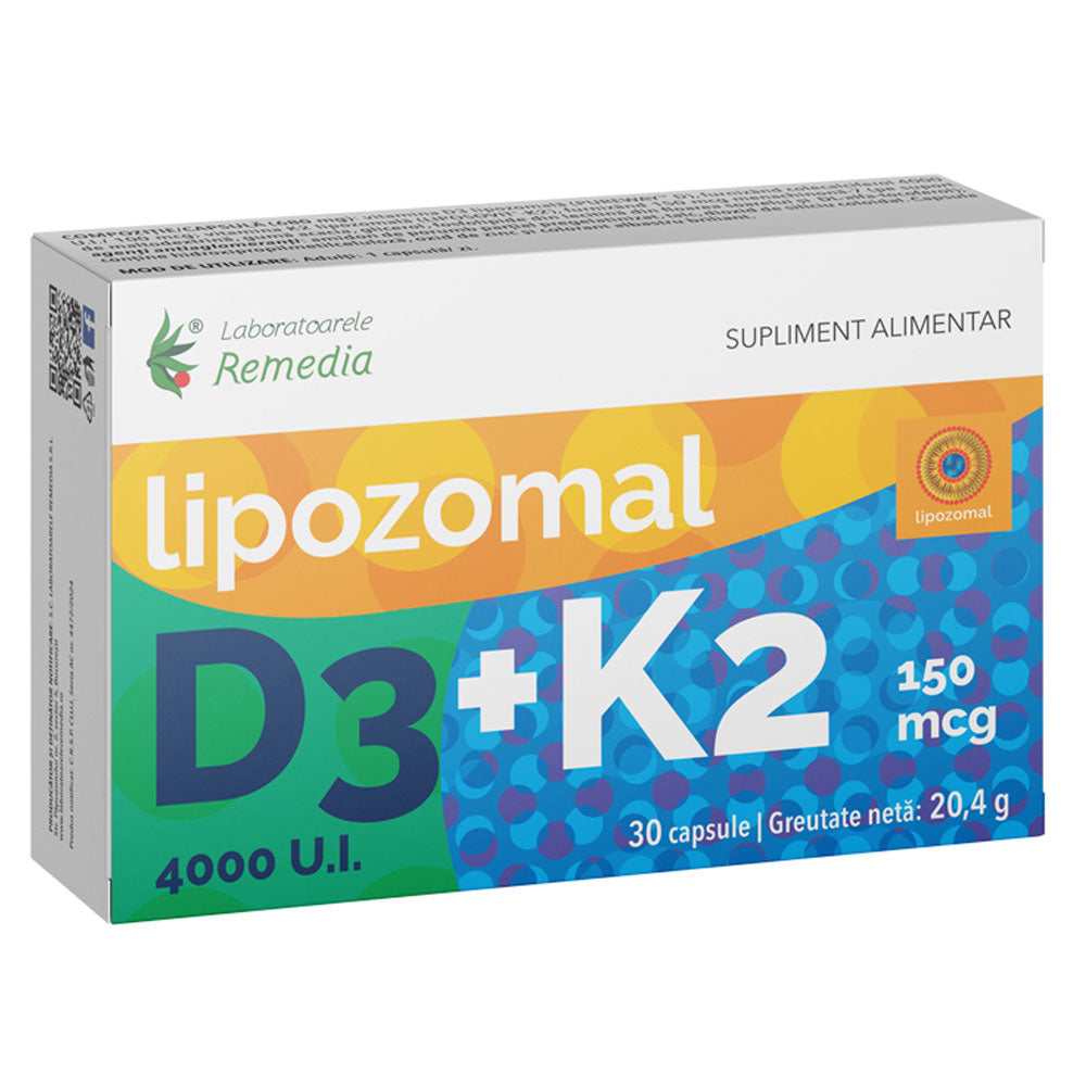 Lipozomal D3 4000 U.I.+ K2 150 mcg, 30 capsule, Remedia