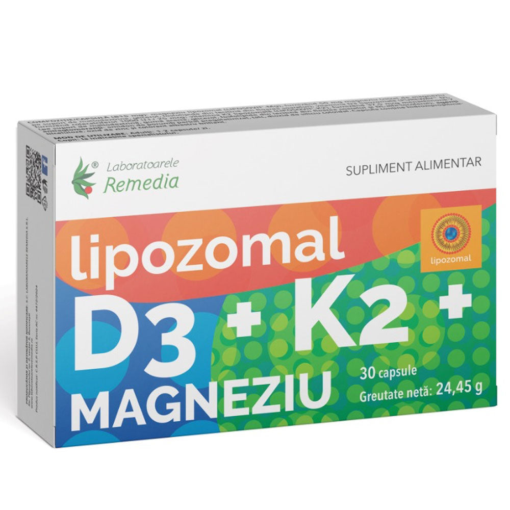 Lipozomal D3+K2+Magneziu, 30 capsule, Remedia