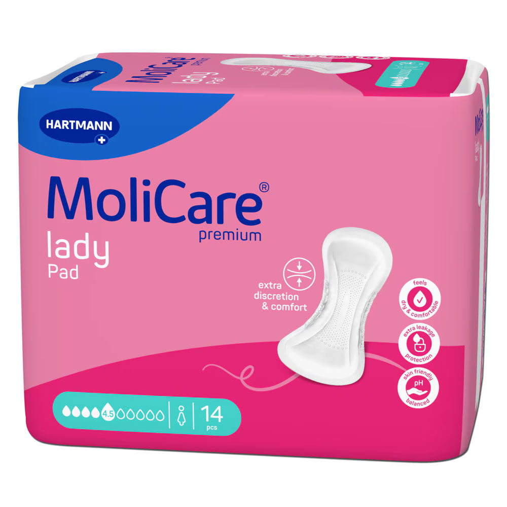 Absorbante pentru incontinenta usoara Molicare Lady, 4.5 Picaturi, 14 Bucati, Hartmann