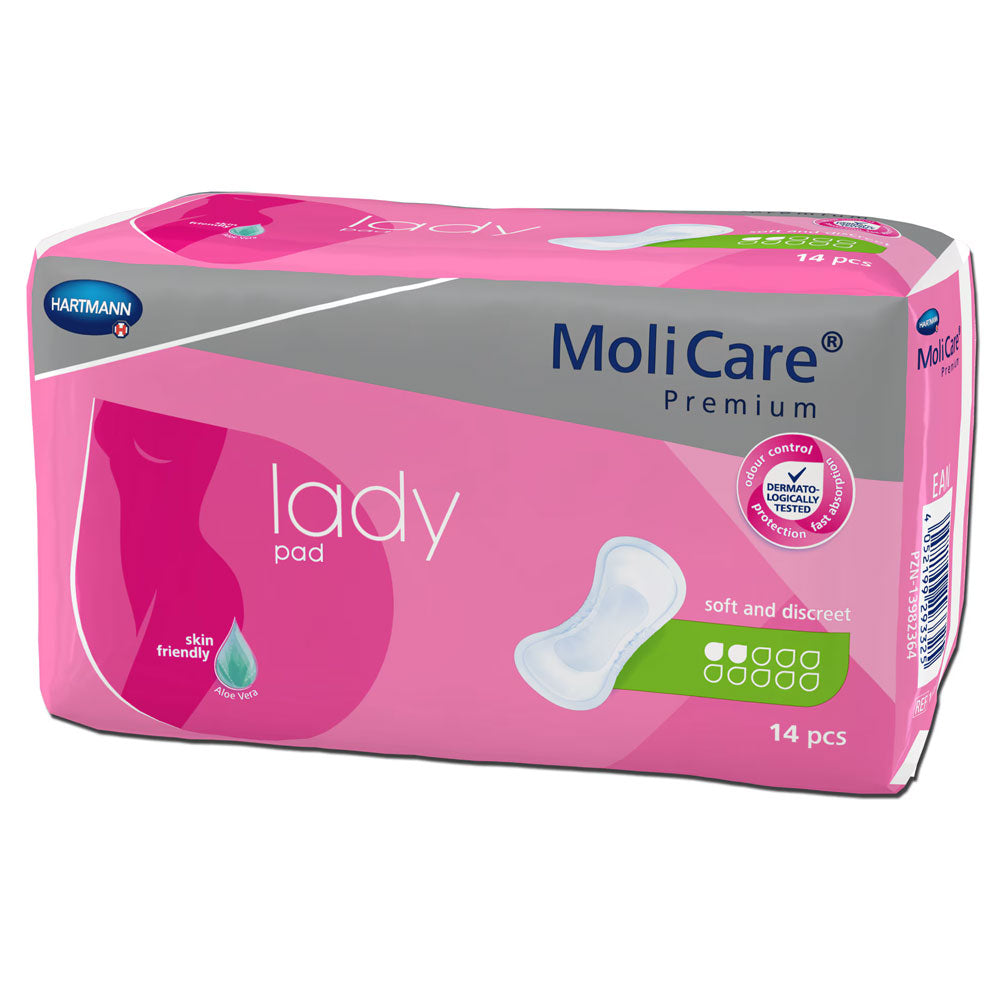 Absorbante pentru incontinenta usoara Molicare Lady, 2 Picaturi, 14 Bucati, Hartmann