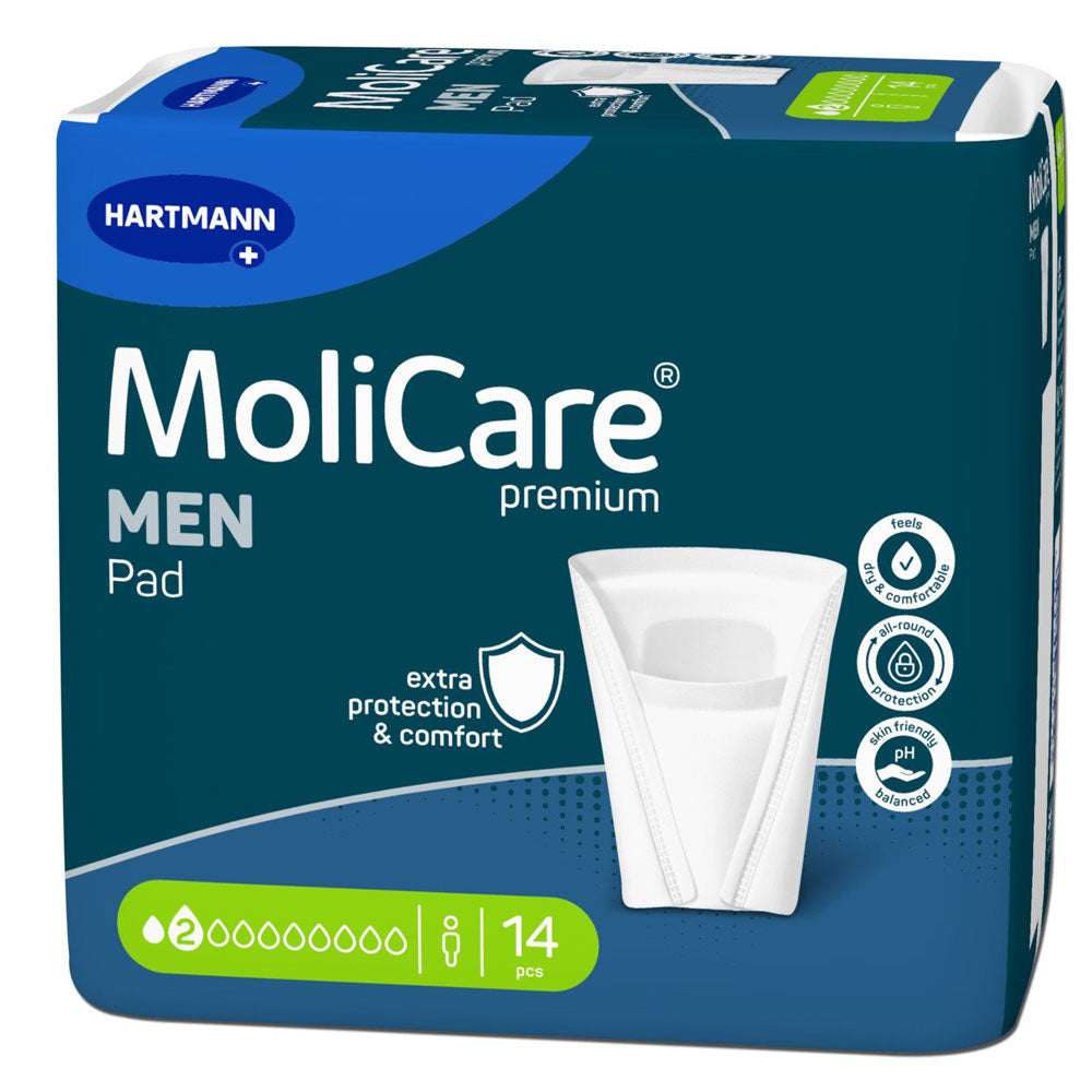 Absorbante pentru incontinenta usoara Molicare Men, 2 Picaturi, 14 Bucati, Hartmann