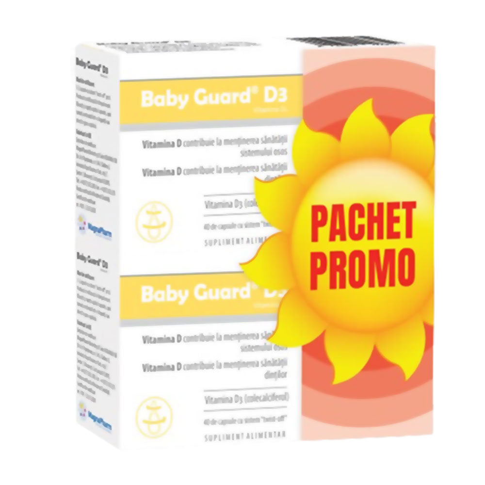 Pachet Baby Guard D3 40 capsule + Baby Guard D3 40 capsule, Evital
