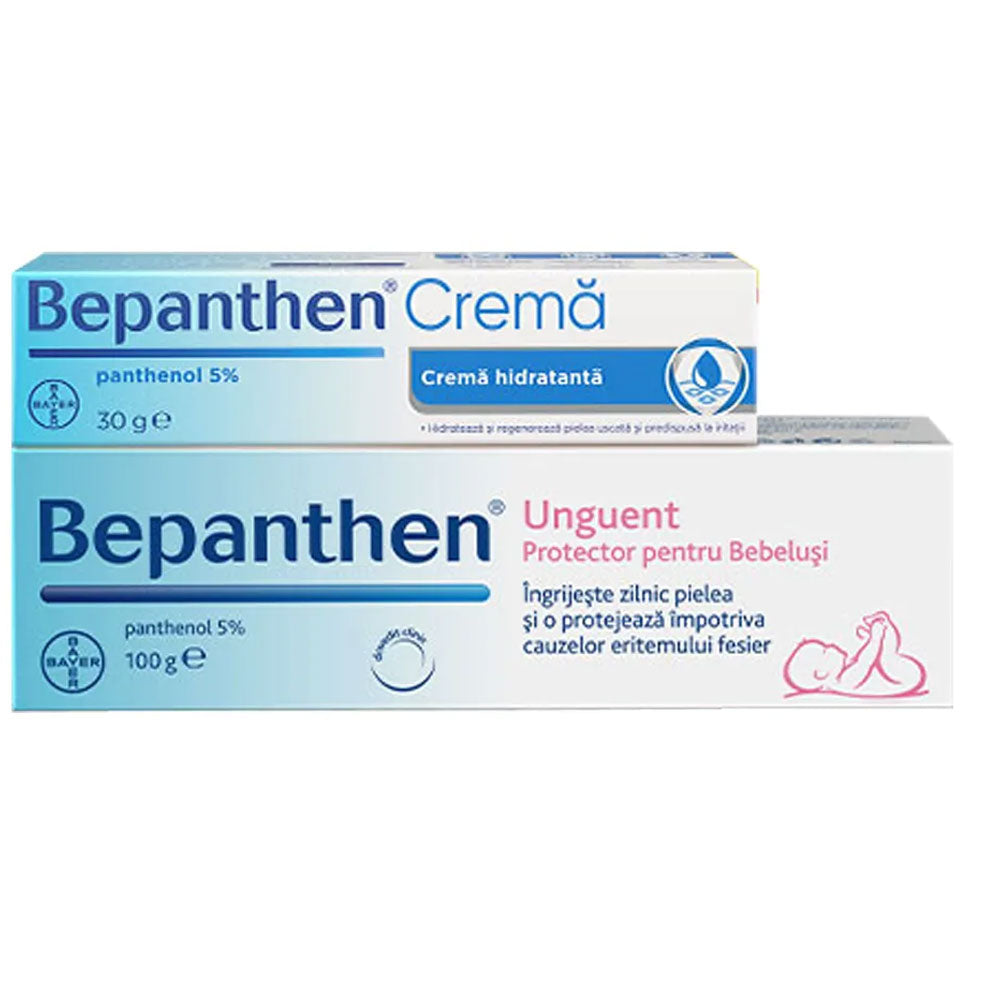 Pachet Unguent Bepanthen, 100g + Crema Bepanthen, 30g cadou, Bayer