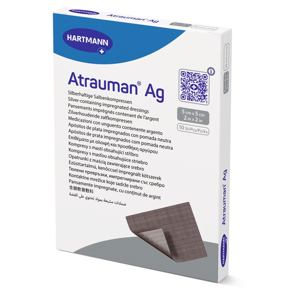 Pansament Cu Unguent Neutru Si Argint Atrauman Ag, 10cm x 20cm, 10 bucati, Hartmann