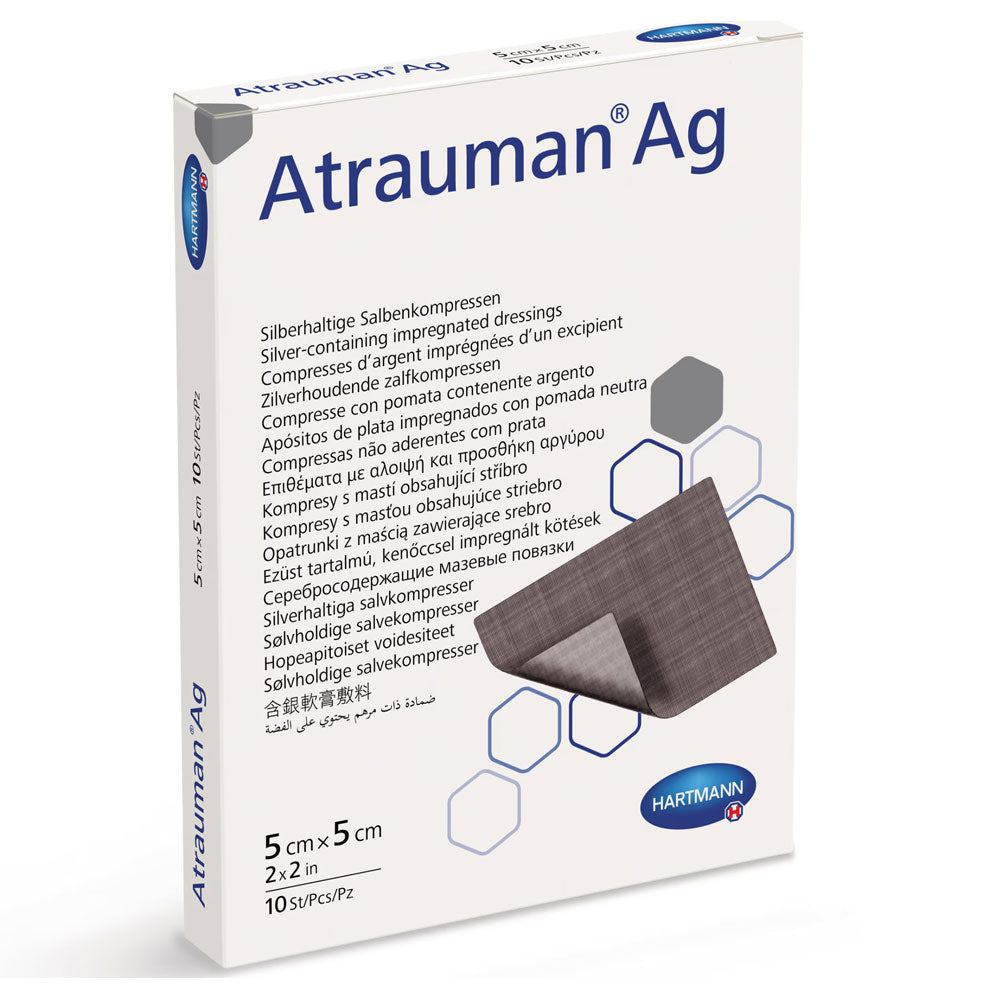 Pansament Cu Unguent Neutru Si Argint Atrauman Ag, 5 x 5cm, 10 bucati, Hartmann