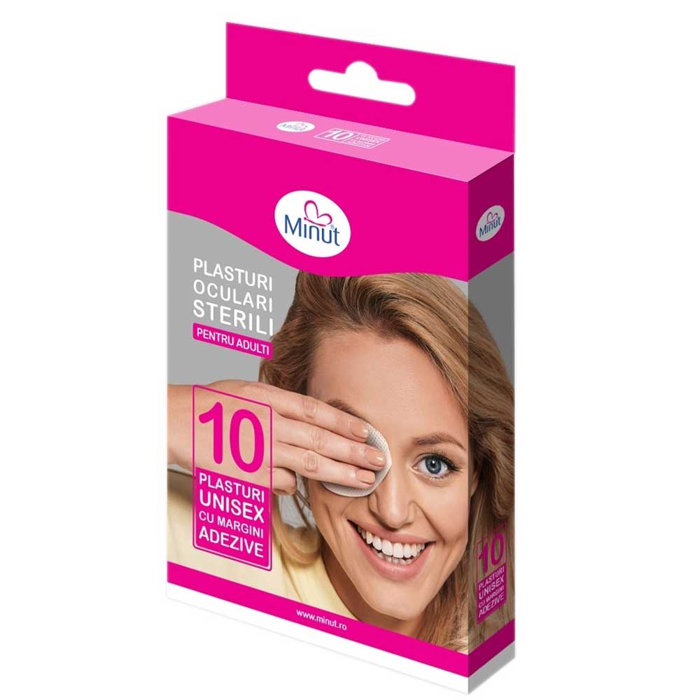 Plasturi oculari sterili pentru adulti, 10 bucati, Minut