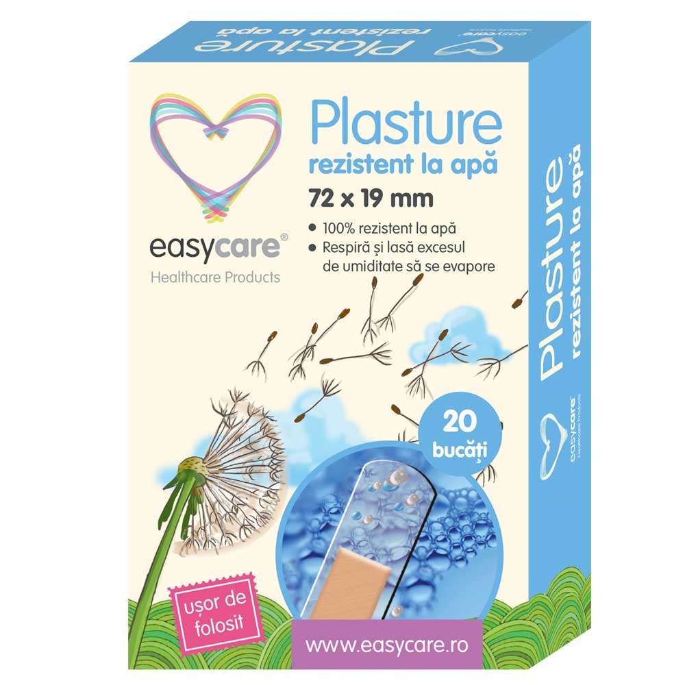 Plasturi rezistenti la apa 72mm x 19mm, 20 bucati, EasyCare