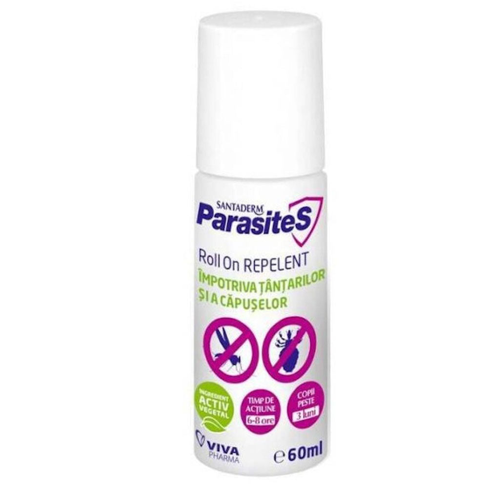 Roll-on repelent impotriva tantarilor si capuselor Parasites Santaderm, 60ml, Viva Pharma