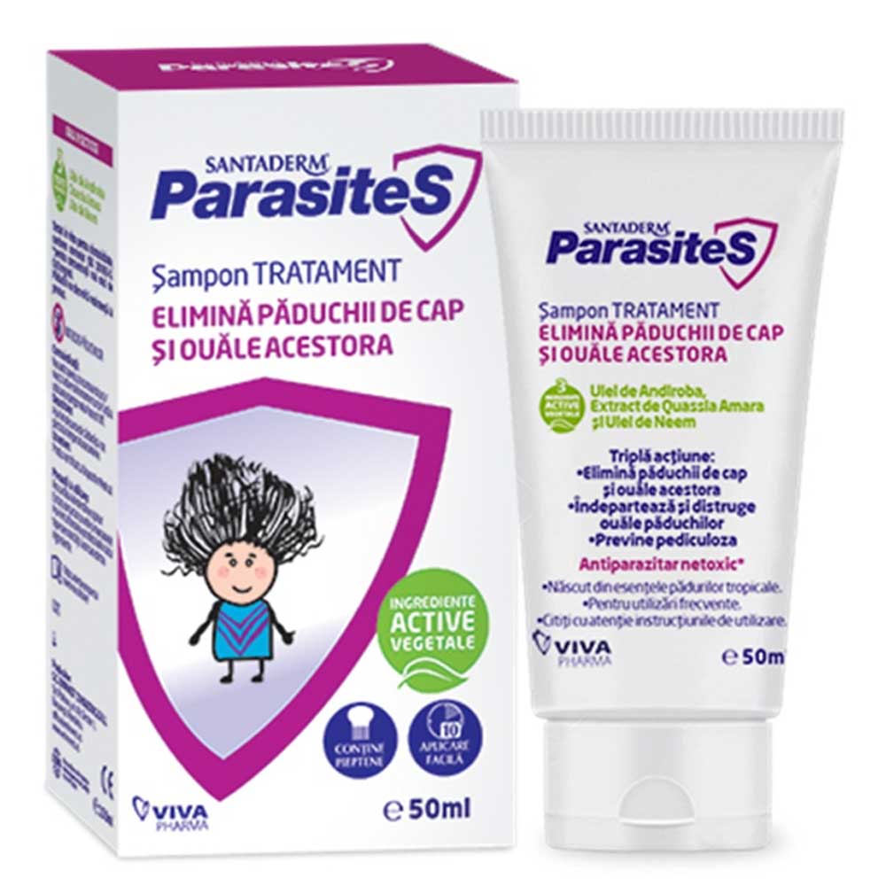 Sampon tratament impotriva paduchilor Parasites Santaderm, 50ml, Viva Pharma