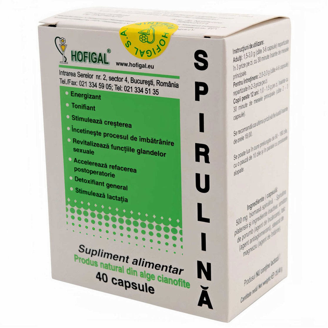 Spirulina 500mg, 40 Capsule, Hofigal