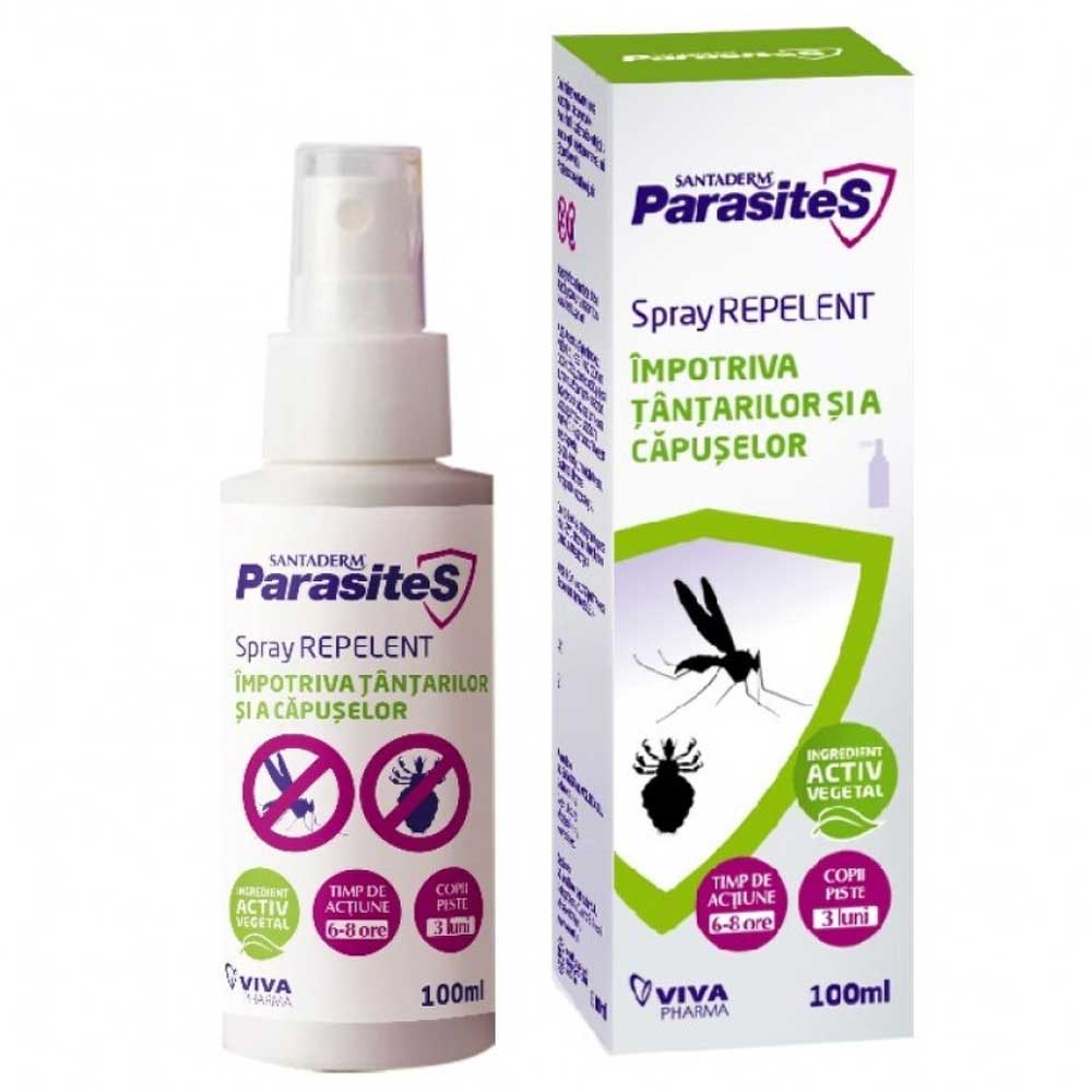 Spray tratament impotriva paduchilor Parasites Santaderm, 100ml, Viva Pharma