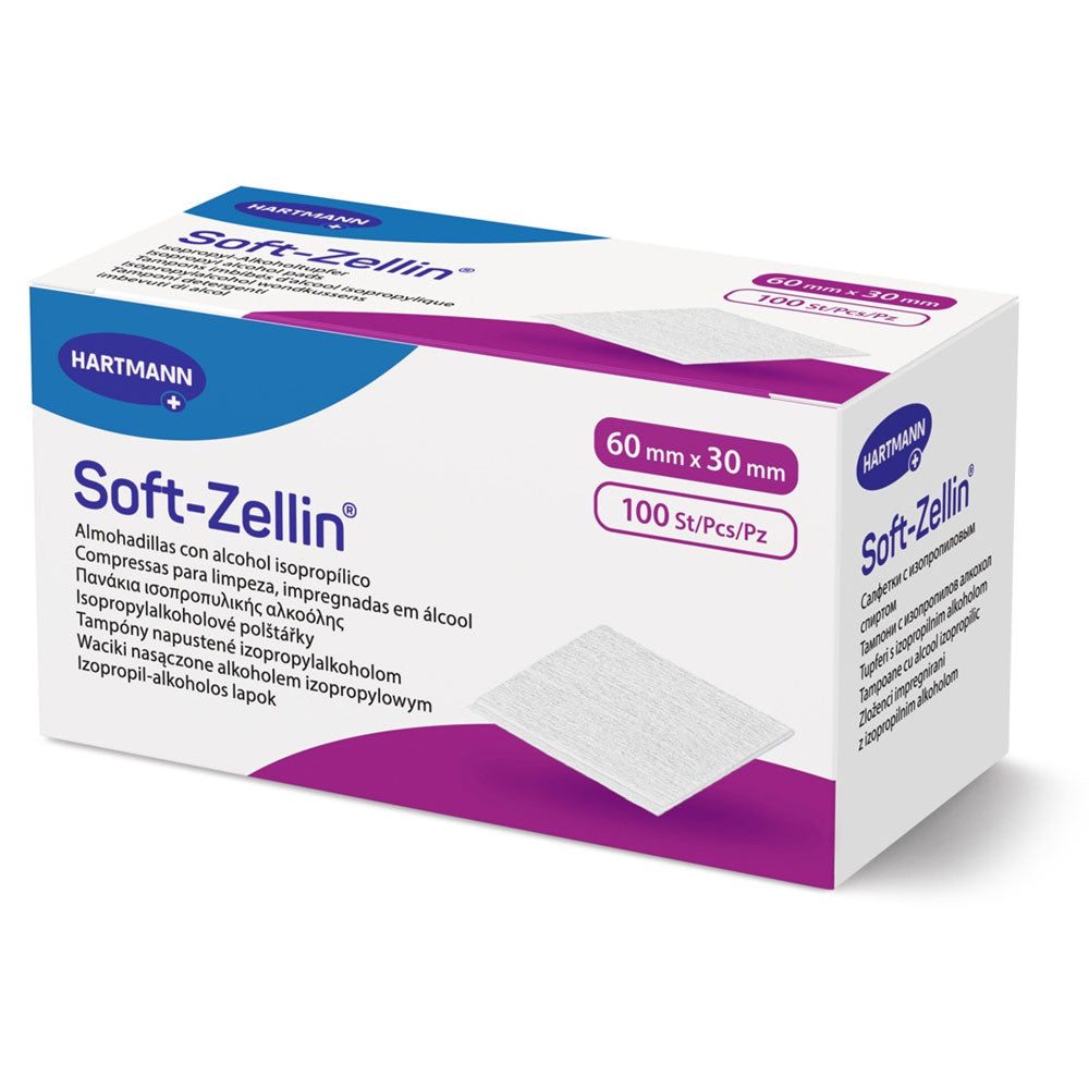 Pansament tampon cu alcool Zellin Soft Tampoane Cu Alcool Izopropilic, 100 Bucati, Hartmann