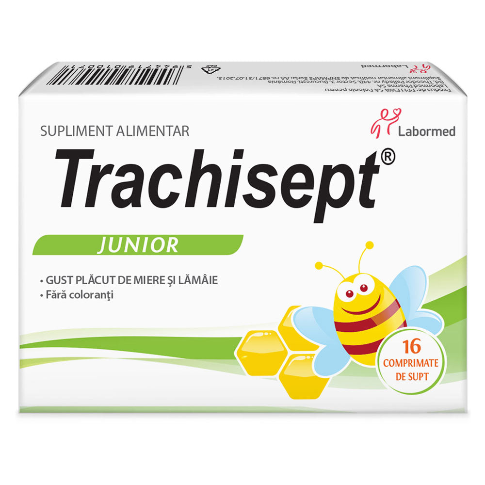 Trachisept Junior cu Miere si Lamaie, 16 Capsule, Labormed