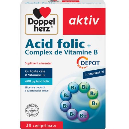 Doppelherz B-Komplex + Acid Folic, 30 Capsule.