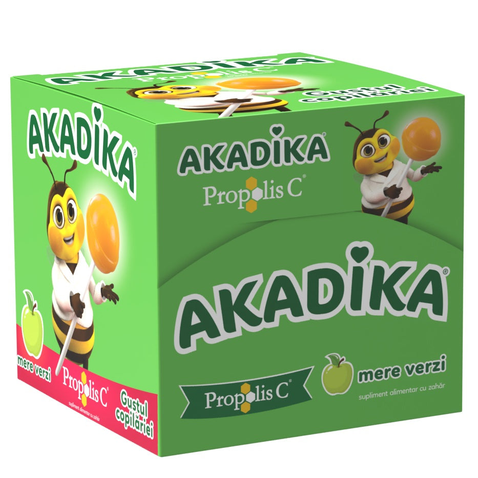 Acadele cu aroma de mere verzi Akadika Propolis C, 50 bucati, Fiterman Pharma