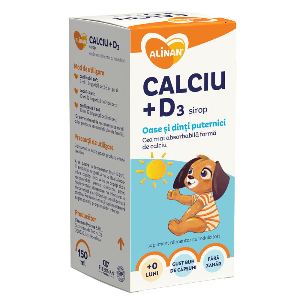 Sirop Alinan Calciu + Vitamina D3, 150ml, Fiterman Pharma