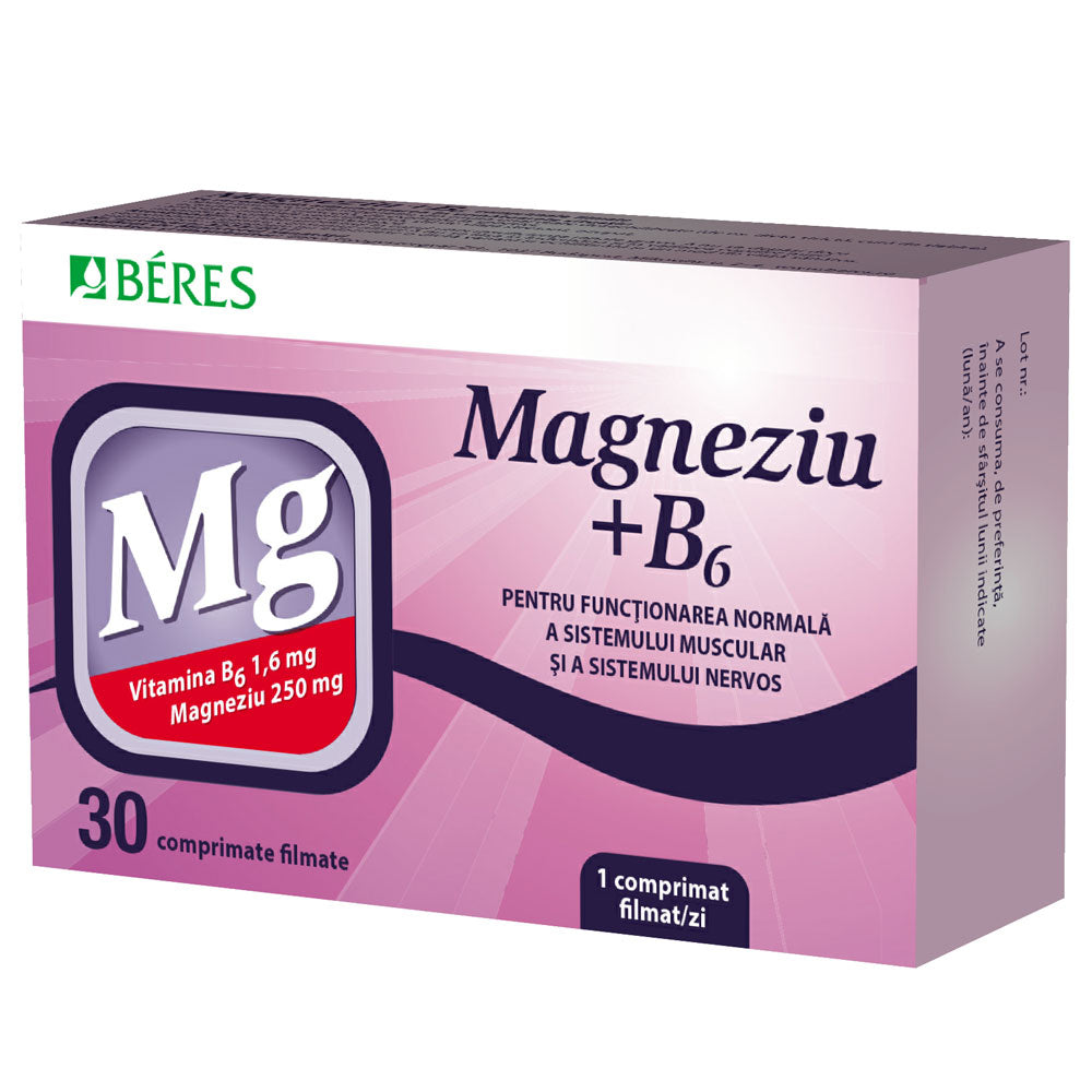 Magneziu + Vitamina B6, 30 Comprimate, Beres Pharmaceuticals