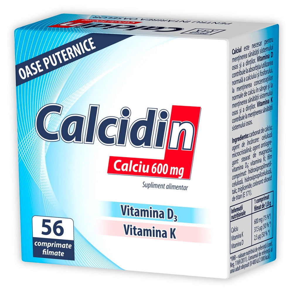Calcidin Calciu 600mg, 56 Comprimate, Zdrovit
