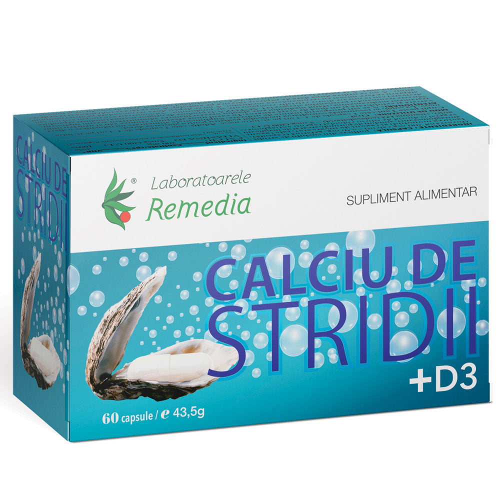 Calciu De Stridii + Vitamina D3, 60 Capsule, Laboratoarele Remedia