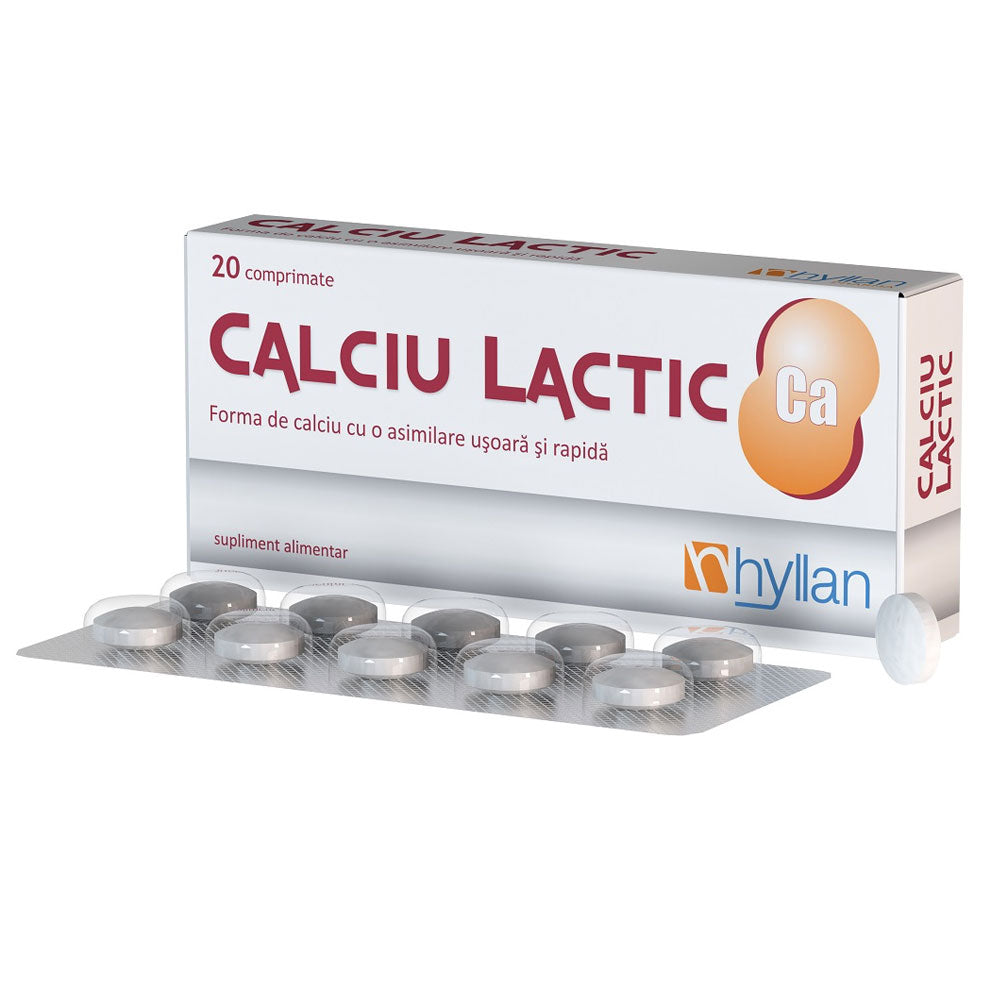 Calciu Lactic 500mg, 20 Comprimate, Hyllan Pharma