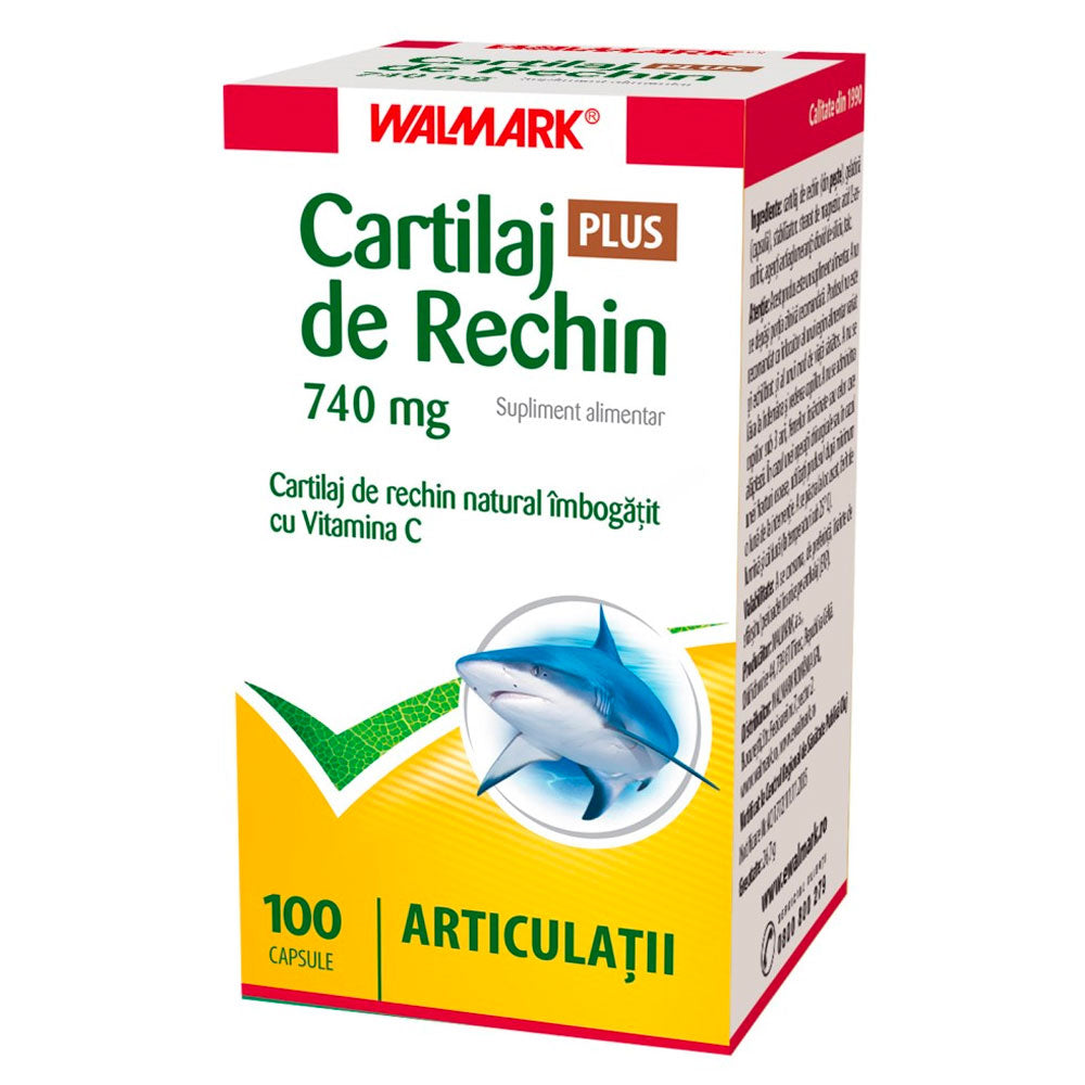 Cartilaj De Rechin Plus 740mg + Vitamina C, 100 Capsule, Walmark