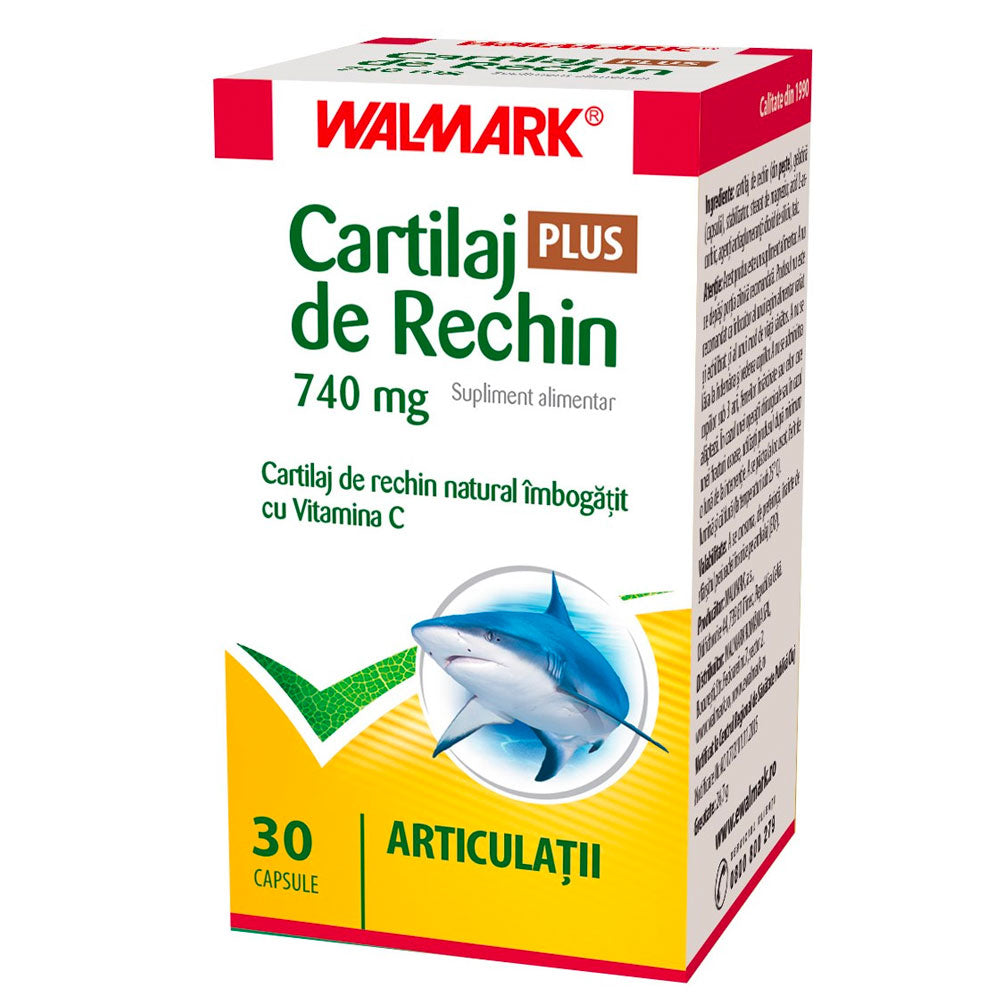 Cartilaj De Rechin Plus 740mg + Vitamina C, 30 Capsule, Walmark