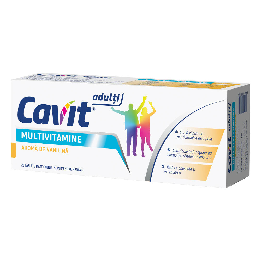 Cavit Adulti Multivitamine cu Aroma de Vanilie, 20 Comprimate Masticabile, Biofarm