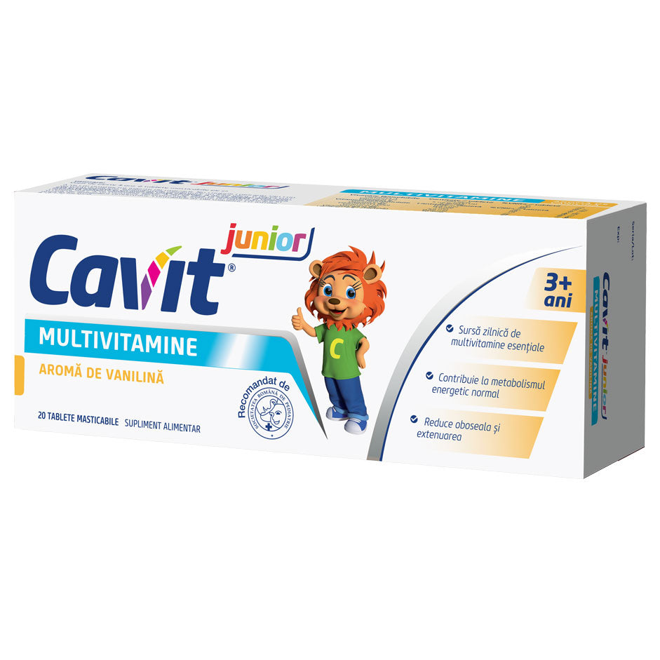 Multivitamine Cavit Junior cu Aroma de Vanilie, 20 Tablete Masticabile, Biofarm