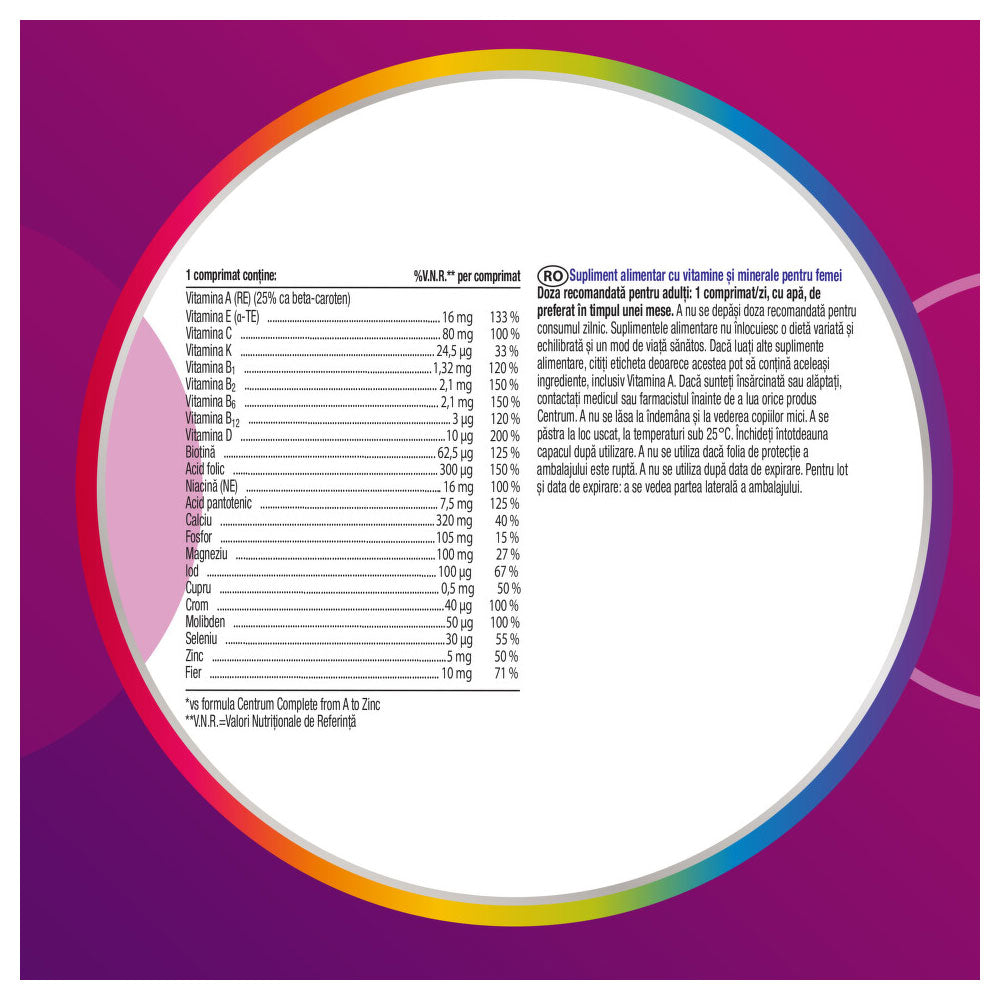 Centrum pentru femei complet de la A la Z, 30 Comprimate, Glaxo Consumer Healthcare