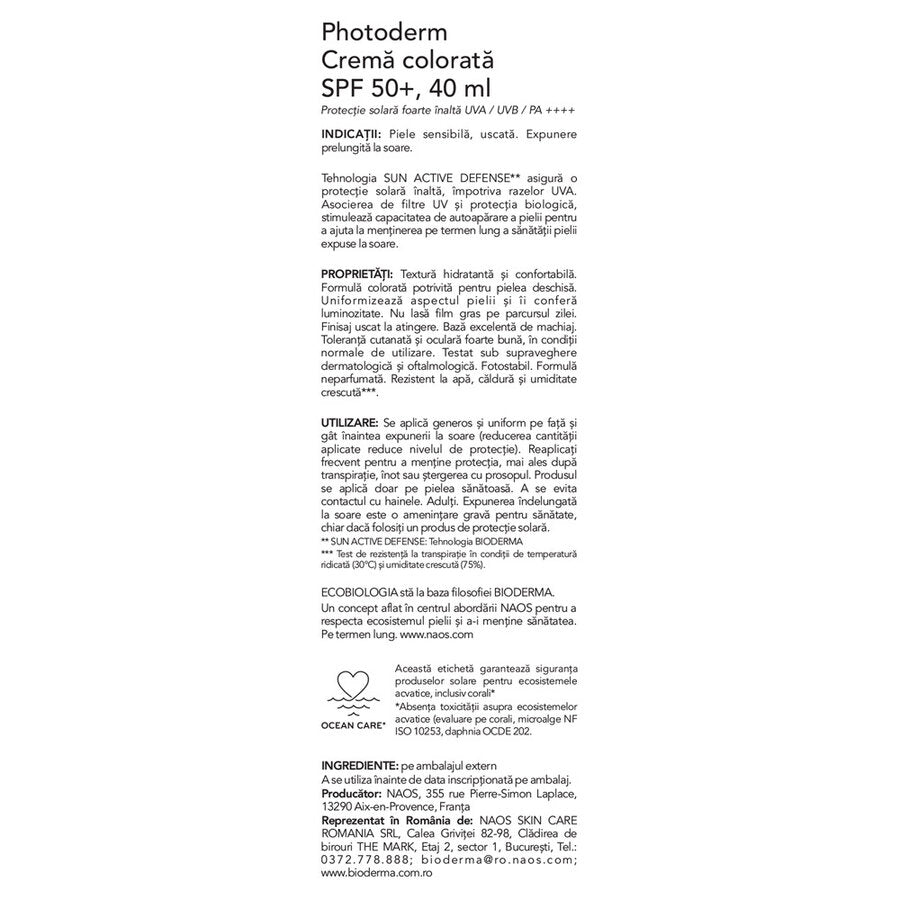 Crema colorata cu SPF50+ Photoderm, Nuanta Claire, 40ml, Bioderma