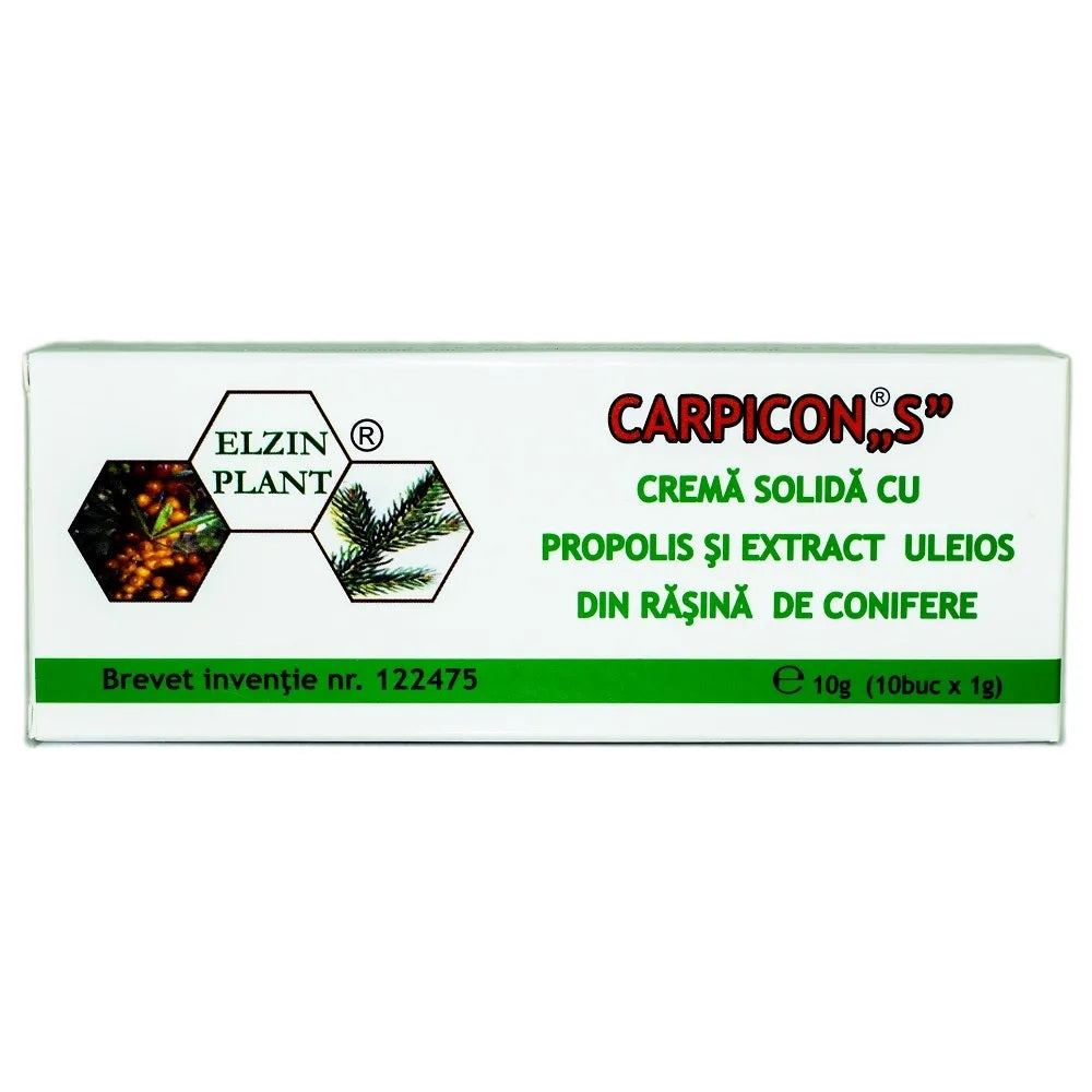 Crema solida cu propolis si extract uleios din rasina de conifere Carpicon S, 10 bucati x 1 g, Elizin Plant