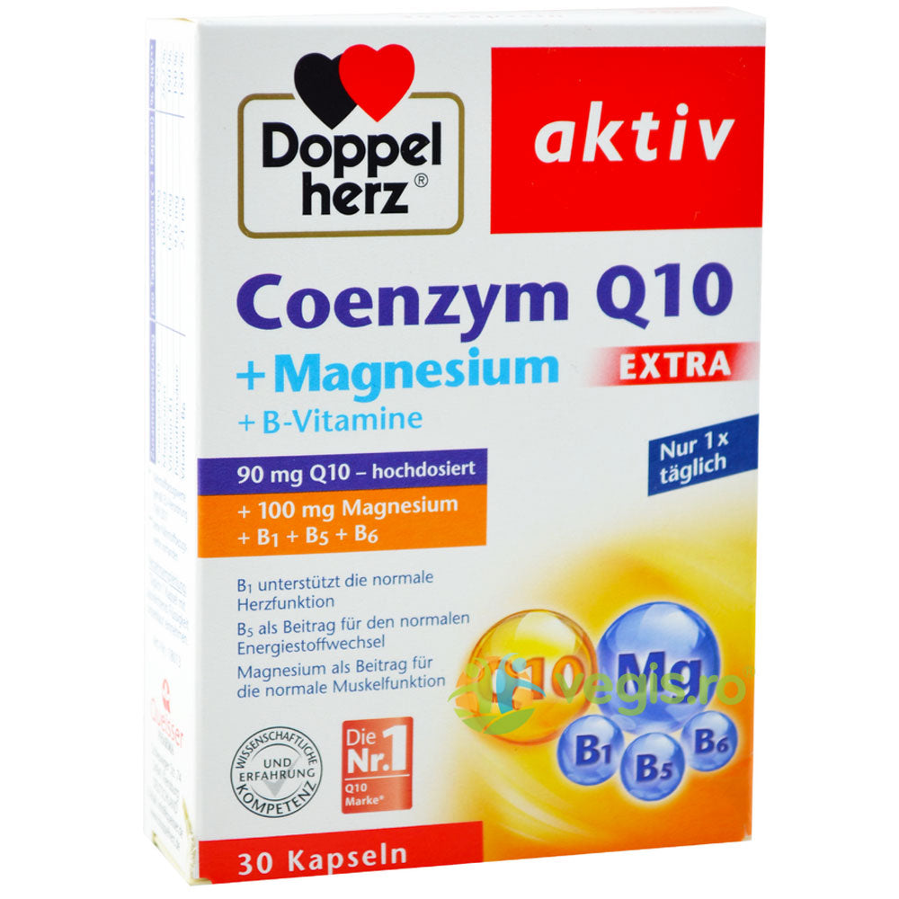 Coenzima Q10 Extra 90mg + Magneziu + Vitamina B1 + Vitamina B5 + Vitamina B6, 30 Capsule, Doppelherz