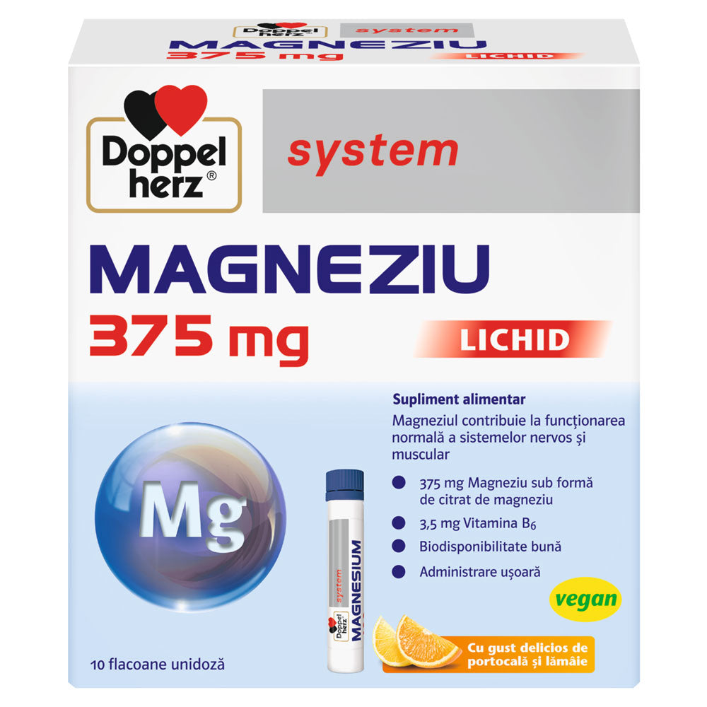 Magneziu Lichid System, 375mg, 30 Flacoane, Doppelherz