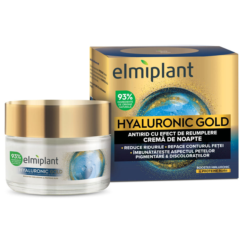 Crema Hyaluronic Gold Noapte, cu Efect de Umplere, 50ml, Elmiplant