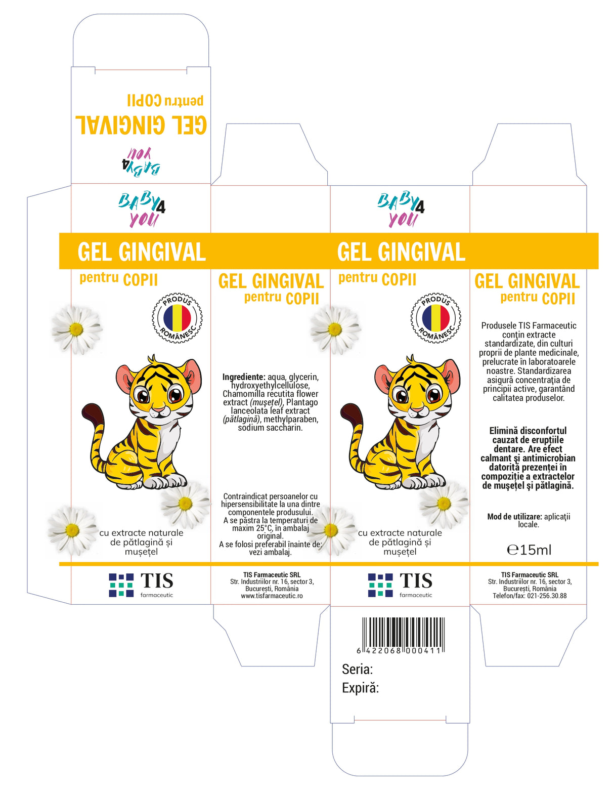 Gel gingival pentru copii Baby 4 You, 15ml, Tis Farmaceutic