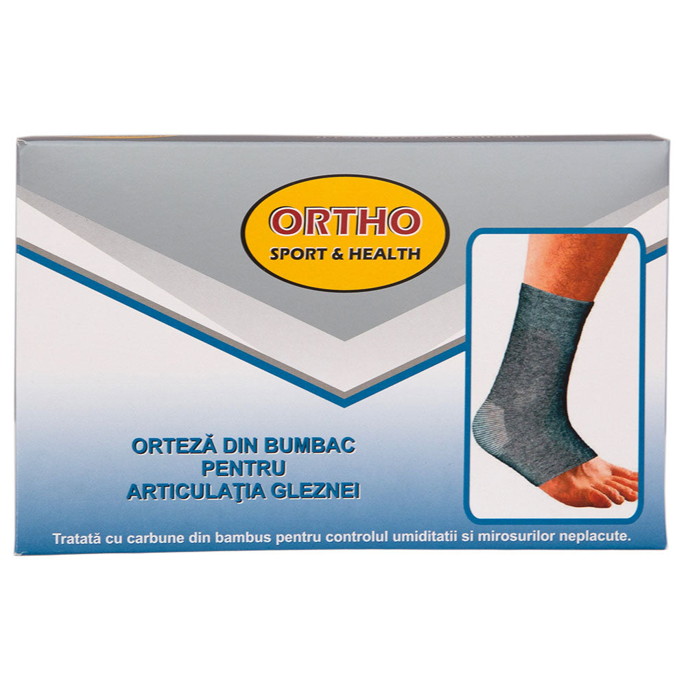 Orteza din bumbac pentru articulatia gleznei tratata cu carbune din bambus, Marimea S, Ortho Sport & Health