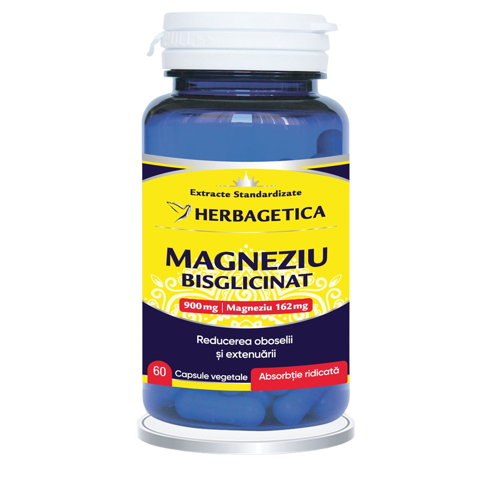Magneziu Bisglicinat, 60 capsule vegetale, Herbagetica