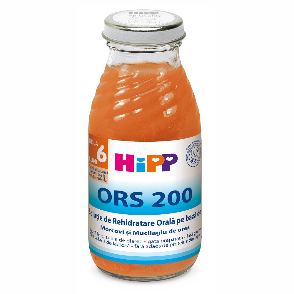 Solutie de rehidratare Hipp Ors Bautura Contra Diareei cu Morcov si Orez, 200ml, Hipp