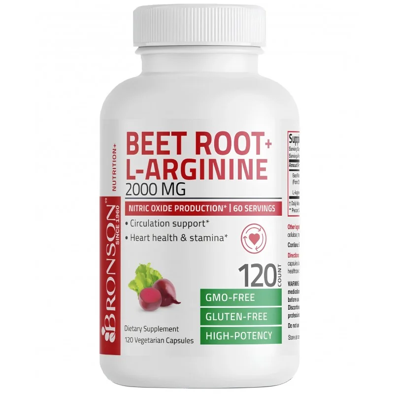 BeetRoot Extract Radacina Sfecla + L-arginine, 2000 mg, 120 capsule, Bronson Laboratories