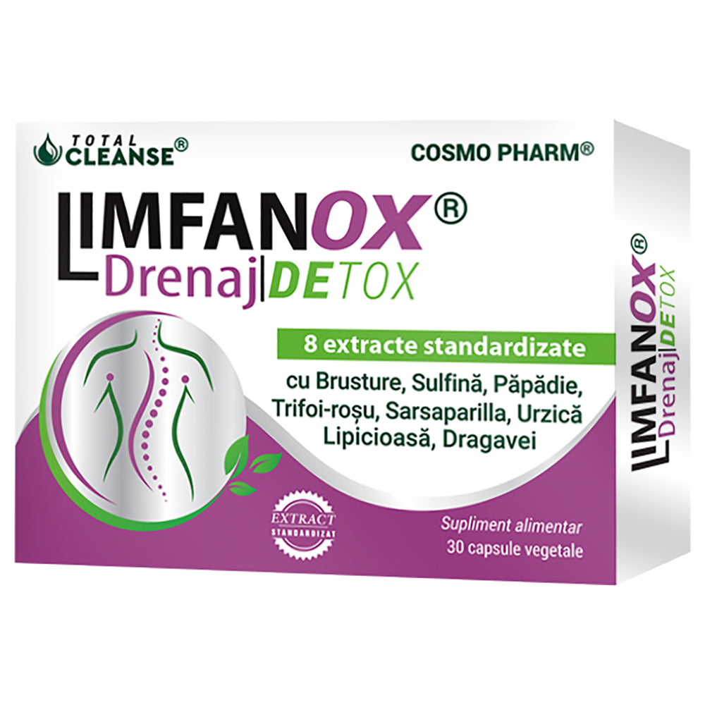 Limfanox Drenaj Detox Total Cleanse, 30 capsule, Cosmopharm
