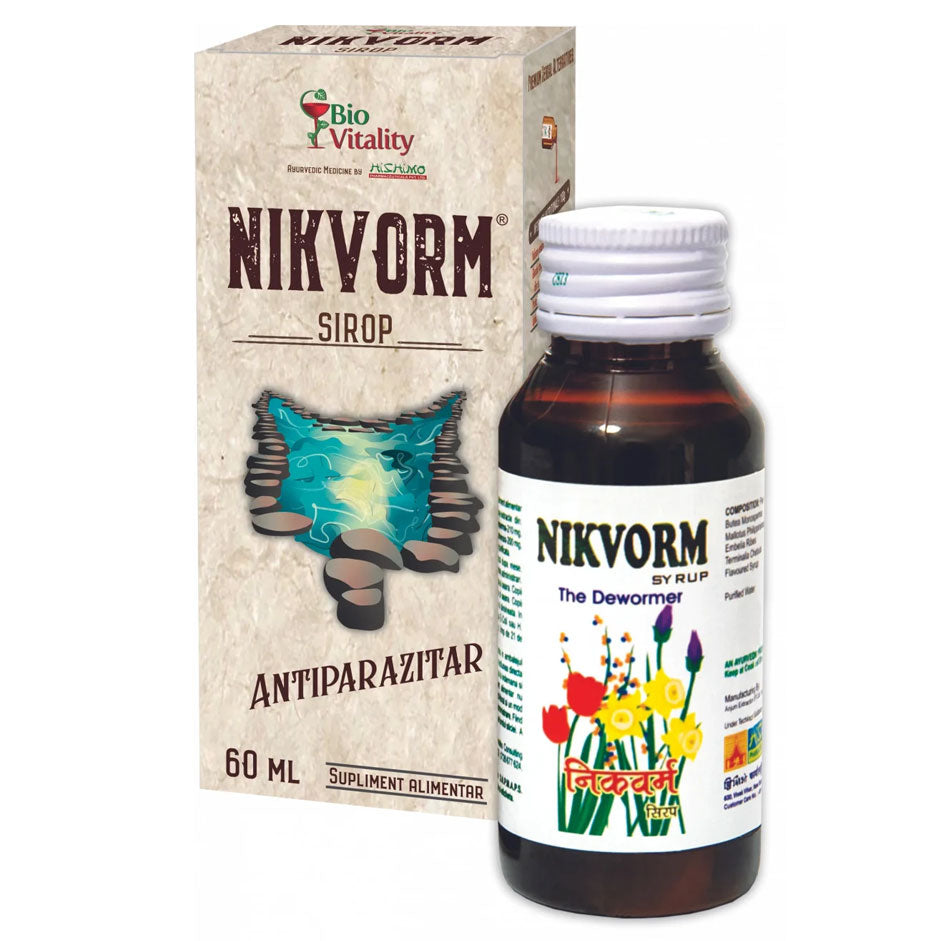 Sirop Nikvorm pentru Eliminarea Parazitilor Intestinali, 60ml, Bio Vitality