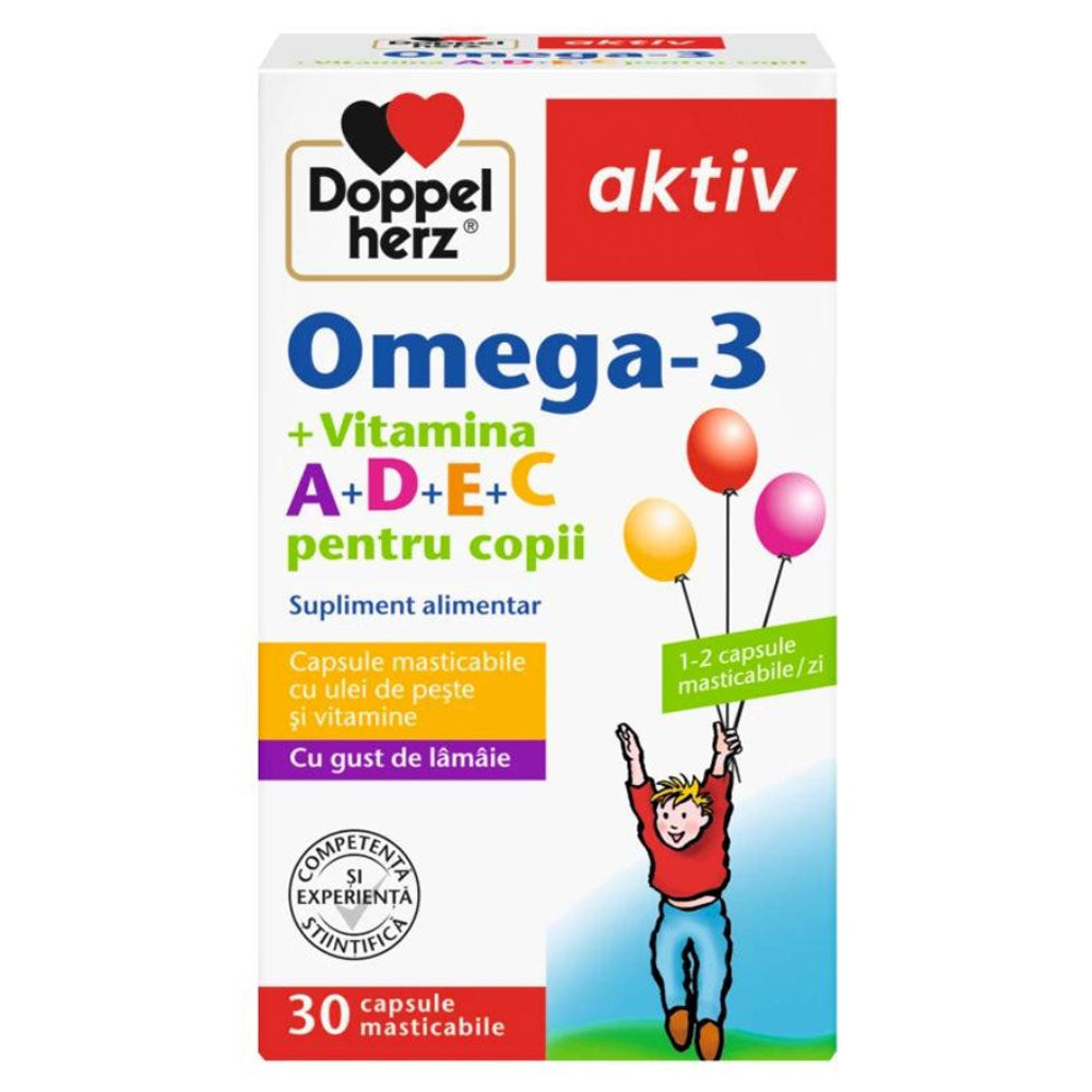 Omega 3 + Vitamina A + Vitamina D + Vitamina E + Vitamina C, 30 Capsule Masticabile, Doppelherz