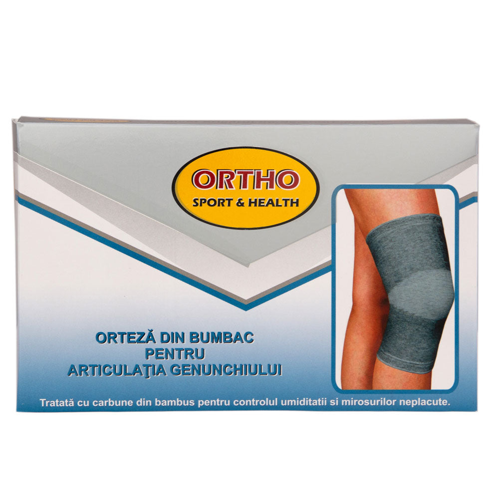 Orteza din bumbac pentru articulatia genunchiului tratata cu carbune din bambus, Marimea M, Ortho Sport & Health