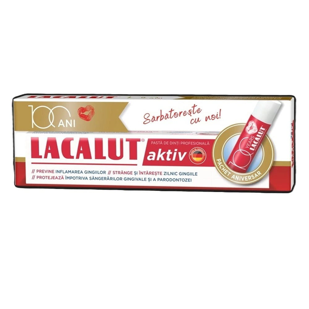Set Pasta de dinti medicinala Aktiv, 75 ml + Balsam de buze, Lacalut